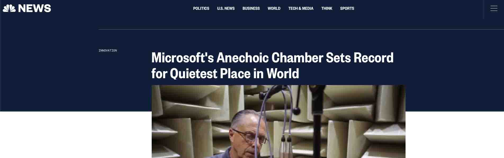 Nbc News Tech Microsoft S Anechoic Chamber Sets Record