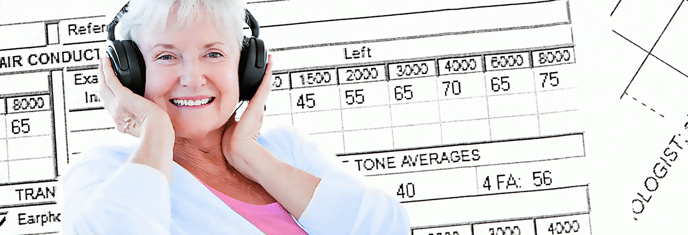 senior woman getting audio test